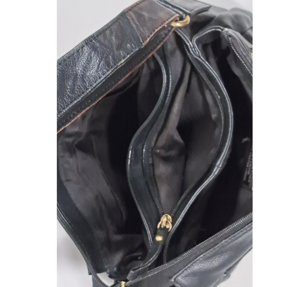 Great American Leather Works Black Leather Crossbody Bag Braided Tassel Purse - Picture 14 of 15